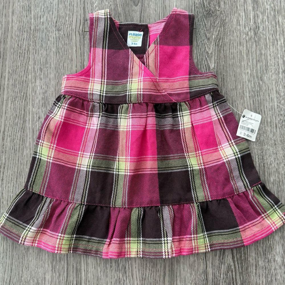 Vintage Please Mum Baby Pink Plaid Sleeveless Dress